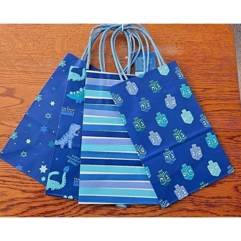 Spritz Hanukkah Gift Bags - 3 Packs (10 Total) - Target - Menorah, Dreidel, Dino